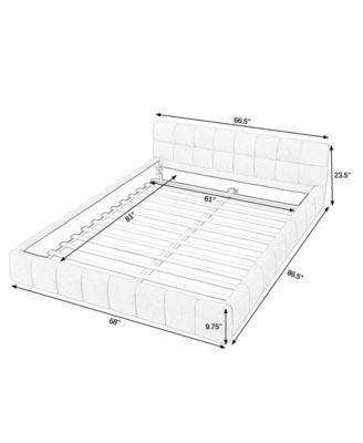 Queen Upholstered Bed Frame with Headboard and Solid Frame, Chenille Fabric Grounded Queen Size Platform Bed, No Box Spring Needed