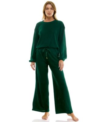 Women's 2-Piece Long-Sleeve Sweatshirt and Wide-Leg Pants Set