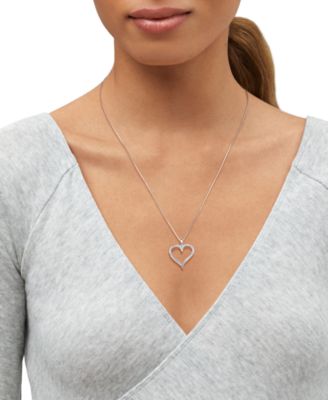 Diamond Heart Pendant Necklace (1/4 ct. t.w.) in 10k White Gold