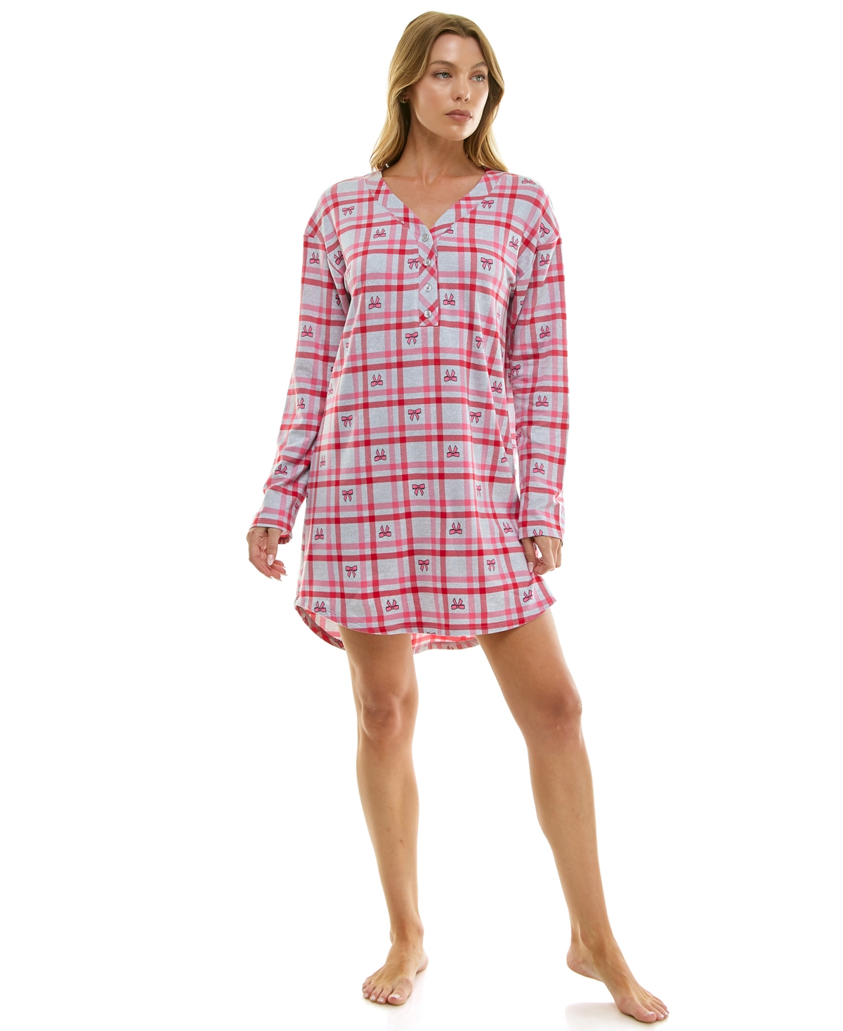 Roudelain Women's Printed Long-Sleeve V-Neck Sleepshirt