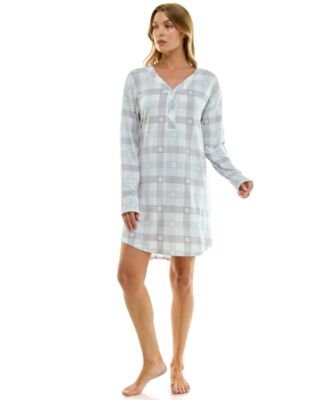 Roudelain - Women's Long Sleeve Drop Shoulder Henley Sleepshirt