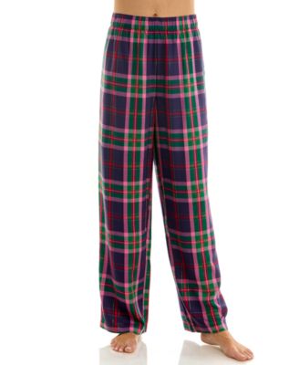 Women's Printed Open Leg Contrast Waistband Flannel Pants