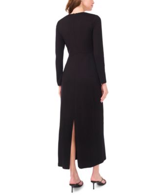 Women's Wrap Front with Clasp Trim Maxi Dress