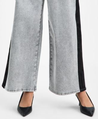 Women's High-Rise Side-Stripe Wide-Leg Jeans, Macy's Exclusive 