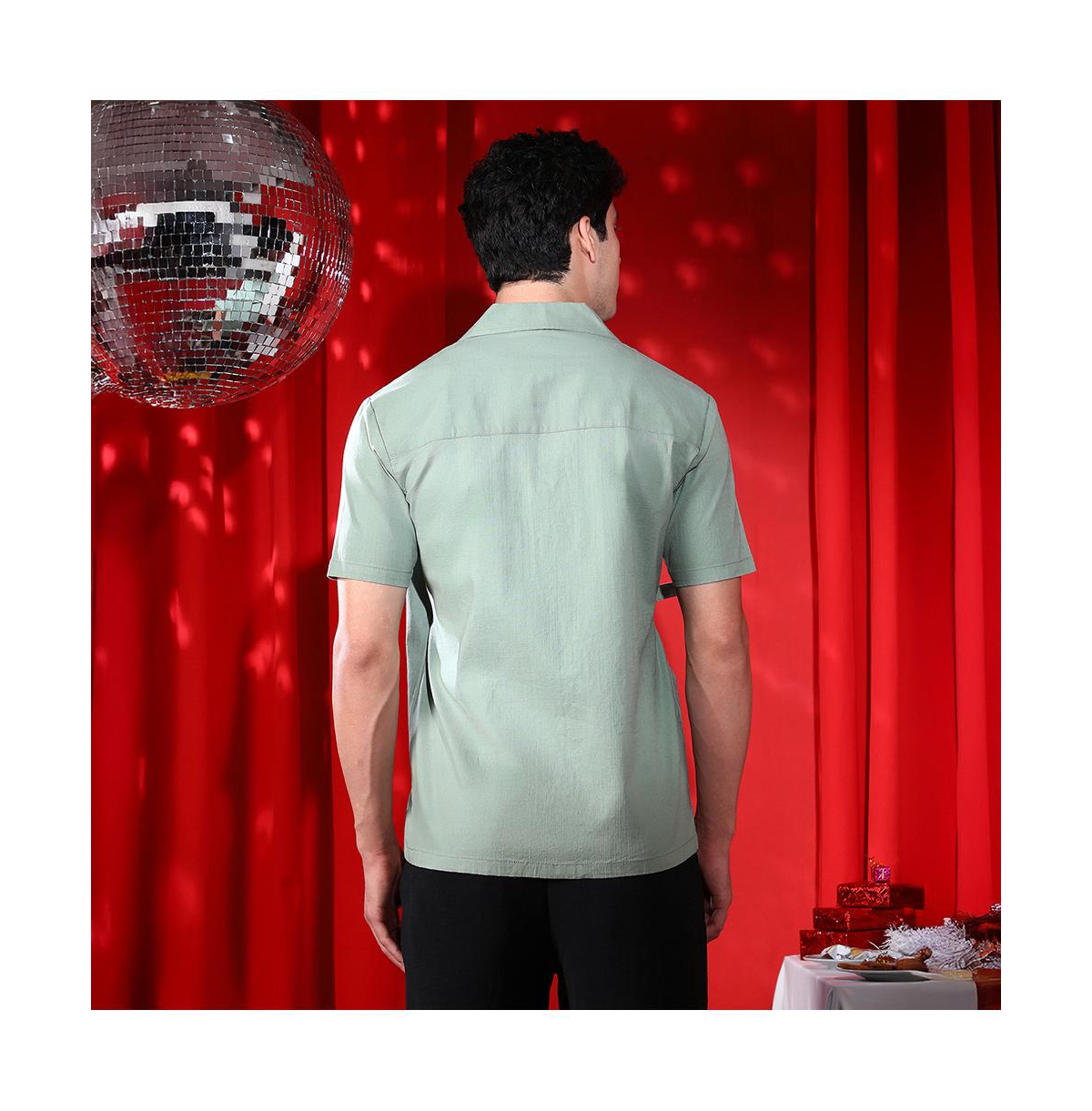 Campus Sutra Men's Sage Green Korean Wrap Shirt