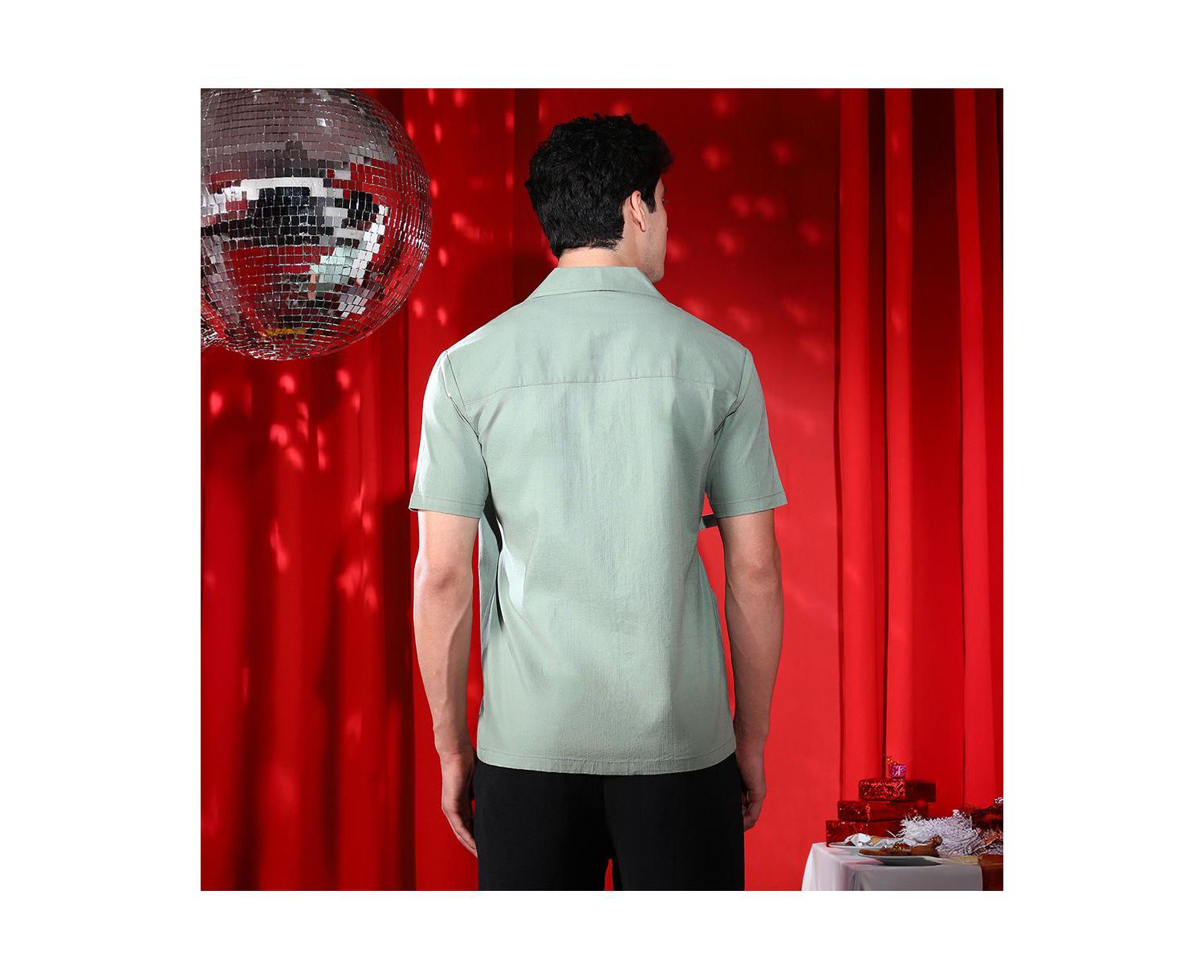 Men's Sage Green Korean Wrap Shirt