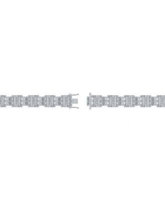 Diamond Round & Baguette Square Link Bracelet (3/4 ct. t.w.) in Sterling Silver