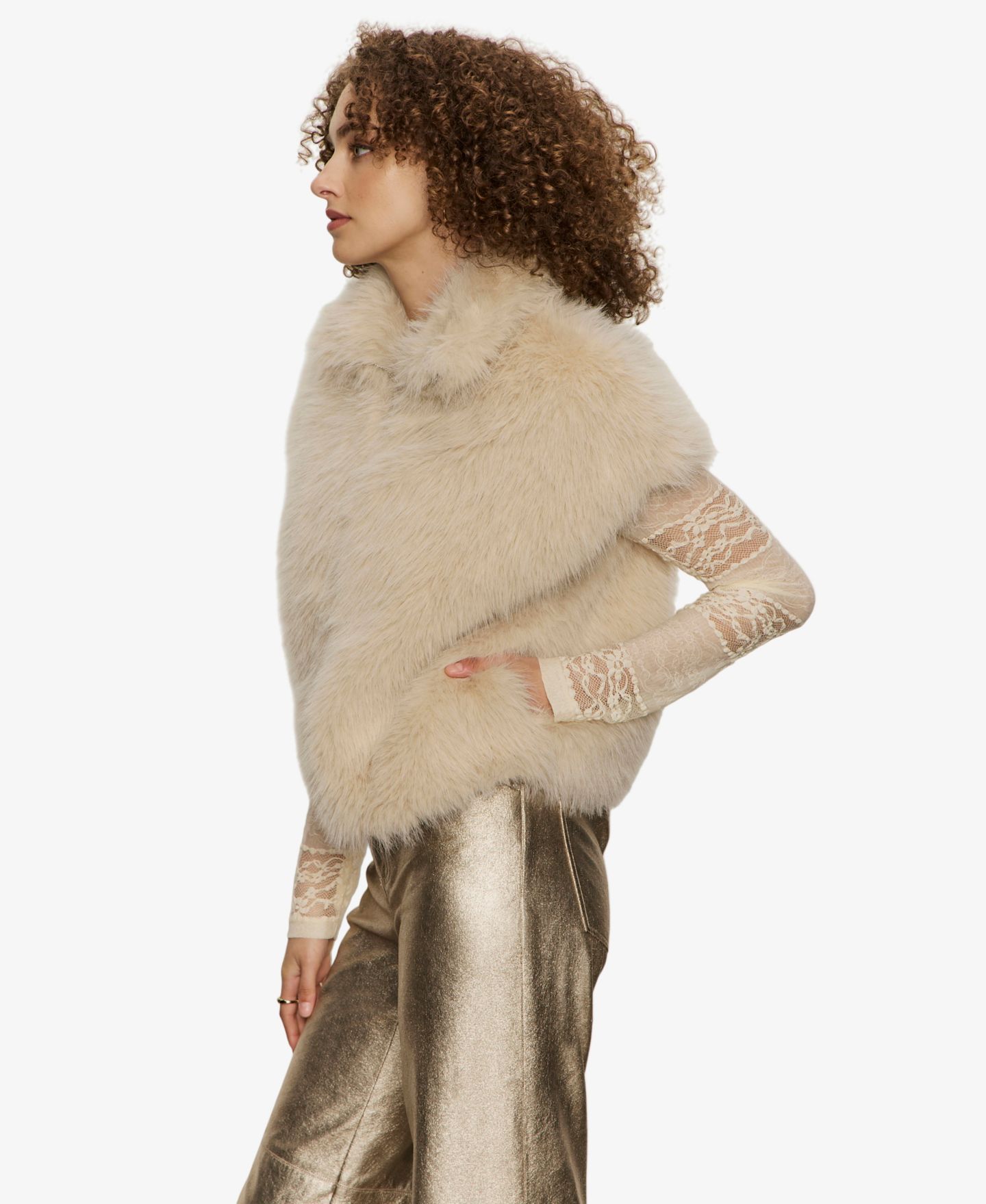 Женская куртка Sanctuary Long-Sleeve Vest, цвет: Миндальный кремовый — фото 4