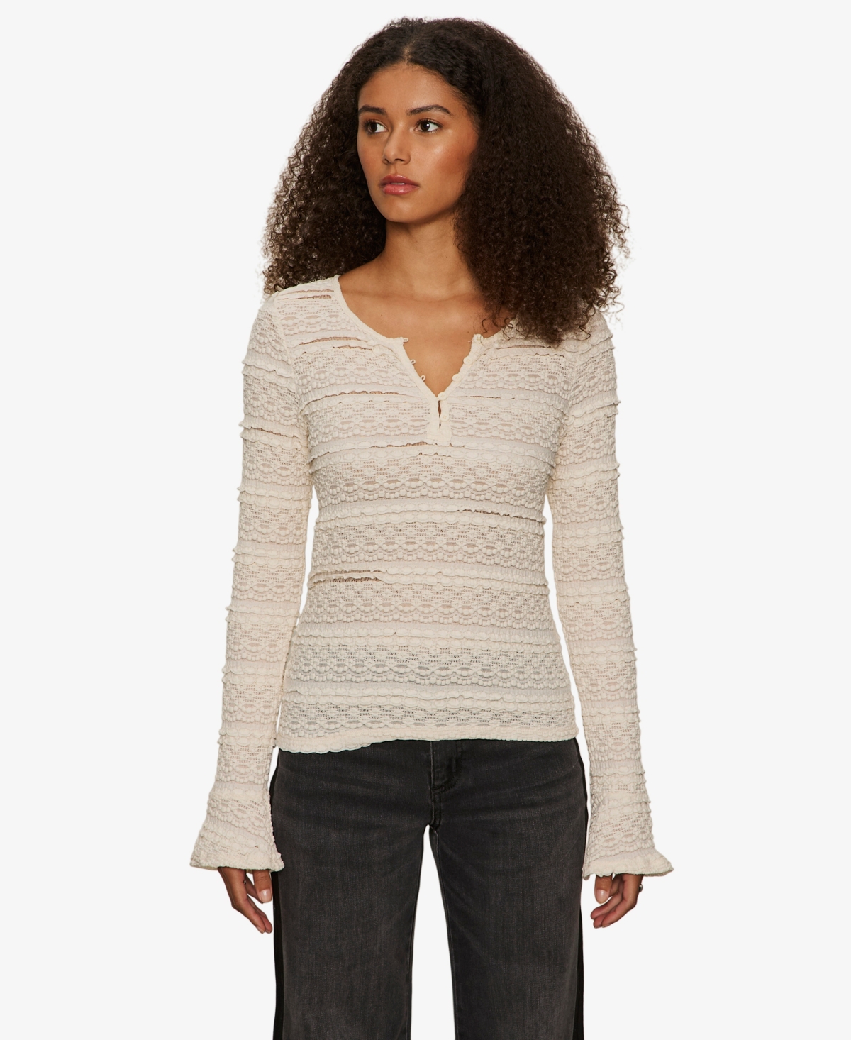 Sanctuary Women's Lovely Lace Button Front Top