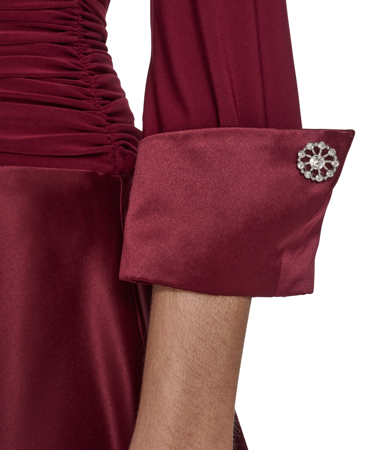 Jessica Howard Women's 3/4-rhinestone V-neck Cuff Sleeve Dress In Burgundy