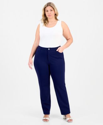 Jones New York - Plus Size Lexington Straight-Leg Modern Compression Pants