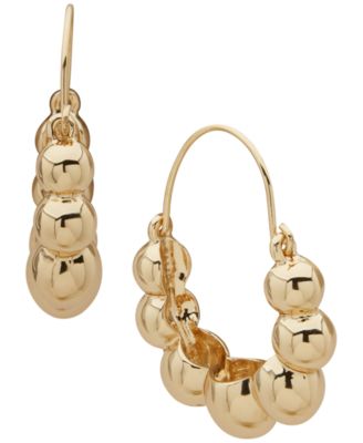 Anne Klein - Gold Tone Dynamic Puffy Hoop Earrings
