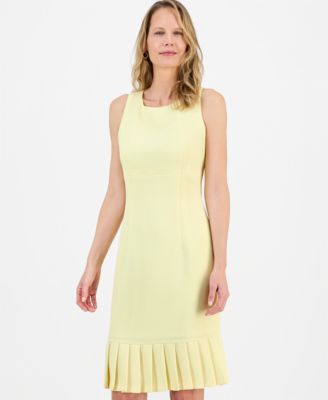 Women's Stretch-Crepe Pleat-Hem Sheath Dress