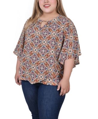 Women's Plus Size Elbow Sleeve Poncho Top
