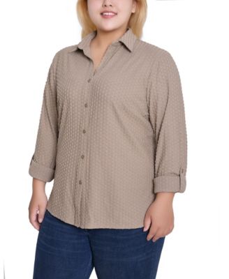 Women's Plus Size Long Sleeve Textured Knit Top