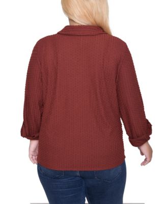 Women's Plus Size Long Sleeve Textured Knit Top