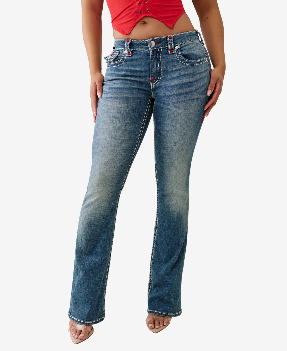 True Religion Women's Becca Bootcut Super T Flap Jeans In Blue