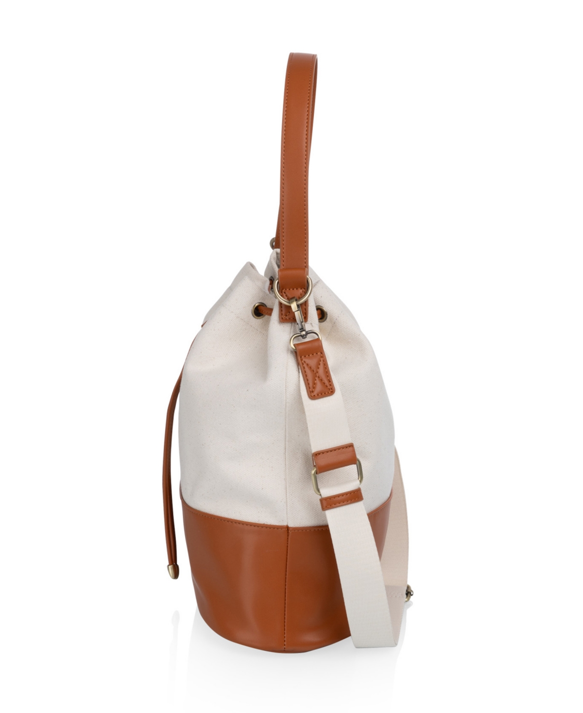 Picnic Time Sirolo Canvas And Leatherette 11.8" Bucket Tote Bag In Multi