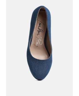 Womens Kostur Denim Block Heel Pumps