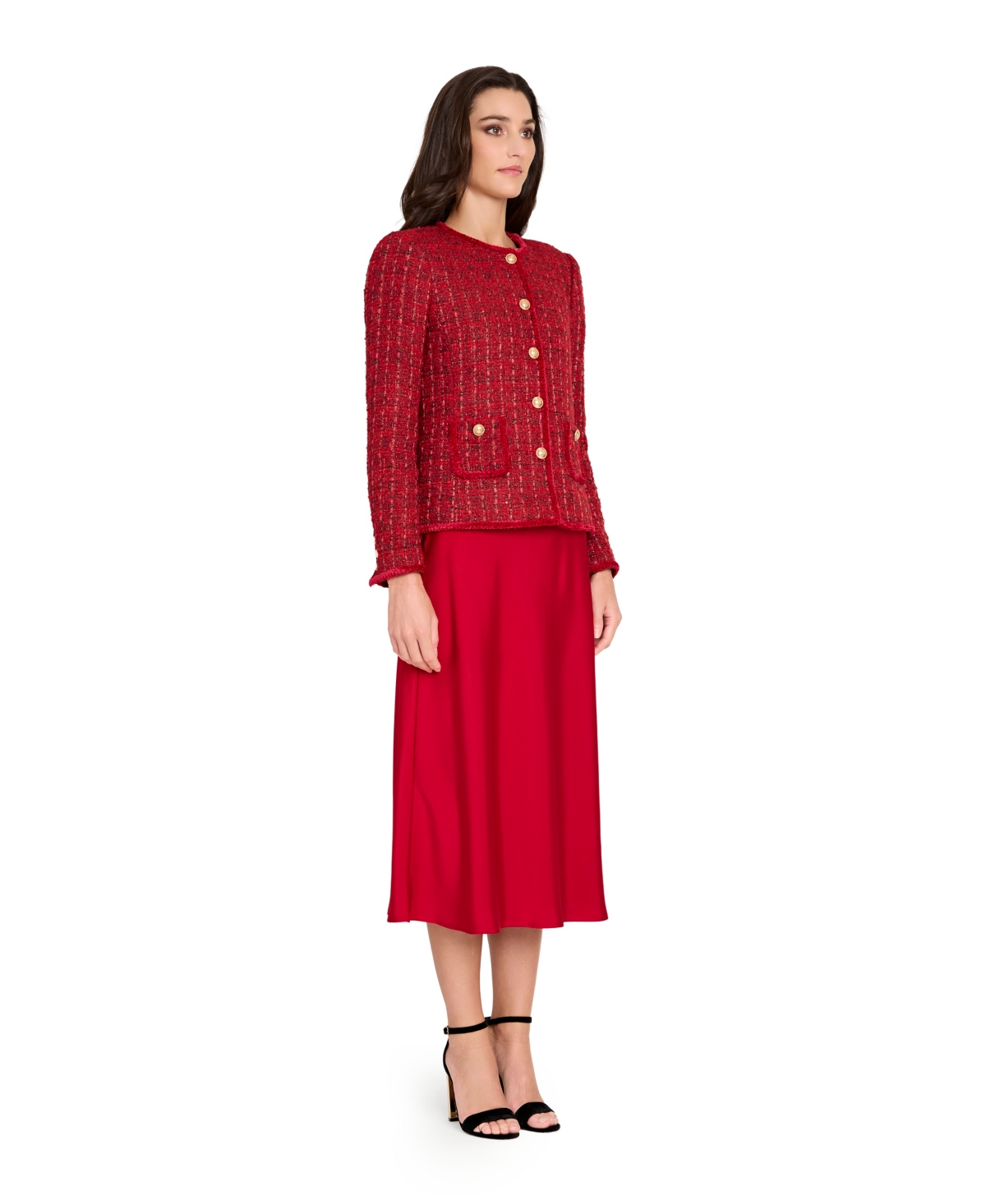 Tahari Asl Petite Long-Sleeve Boucle Jacket