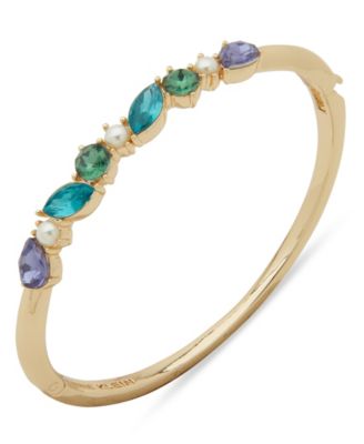 Siam and Crystal Boxed Gold-Tone Floral Hinge Bracelet