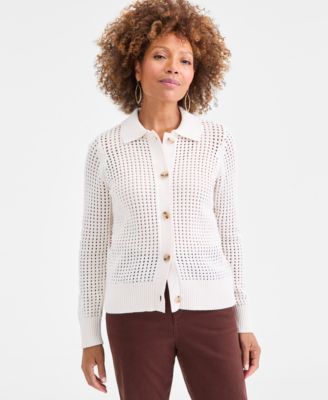 Women's Cotton Open-Stitch Cardigan Sweater, Macy's Exclusive