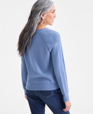 Women's Cable-Knit V-Neck Sweater, Macy's Exclusive