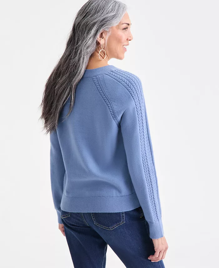 Women's Cable-Knit V-Neck Sweater - thumbnail 4