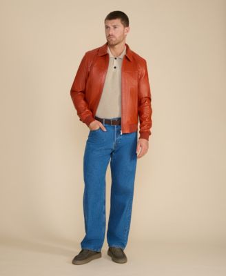Men’s Leather Bomber Jacket, Created for Macy’s