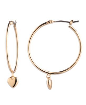 Lauren Ralph Lauren - Gold-Tone Puffy Heart Drop Hoop Earrings