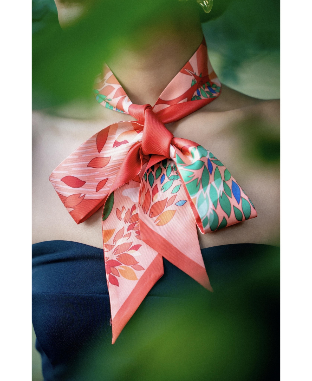 Jessie Zhao New York Silk Skinny Scarf Crossing Red