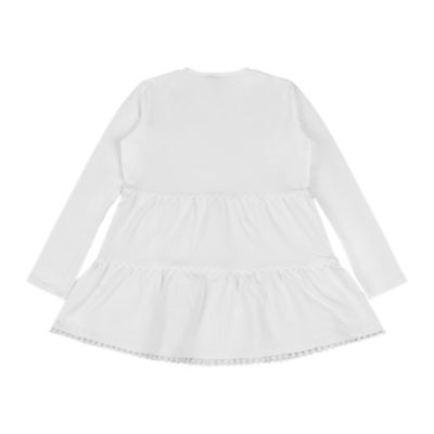 Little Girls Ruffle Hem Tiered Tunic and Legging Set - White/Black/Hello