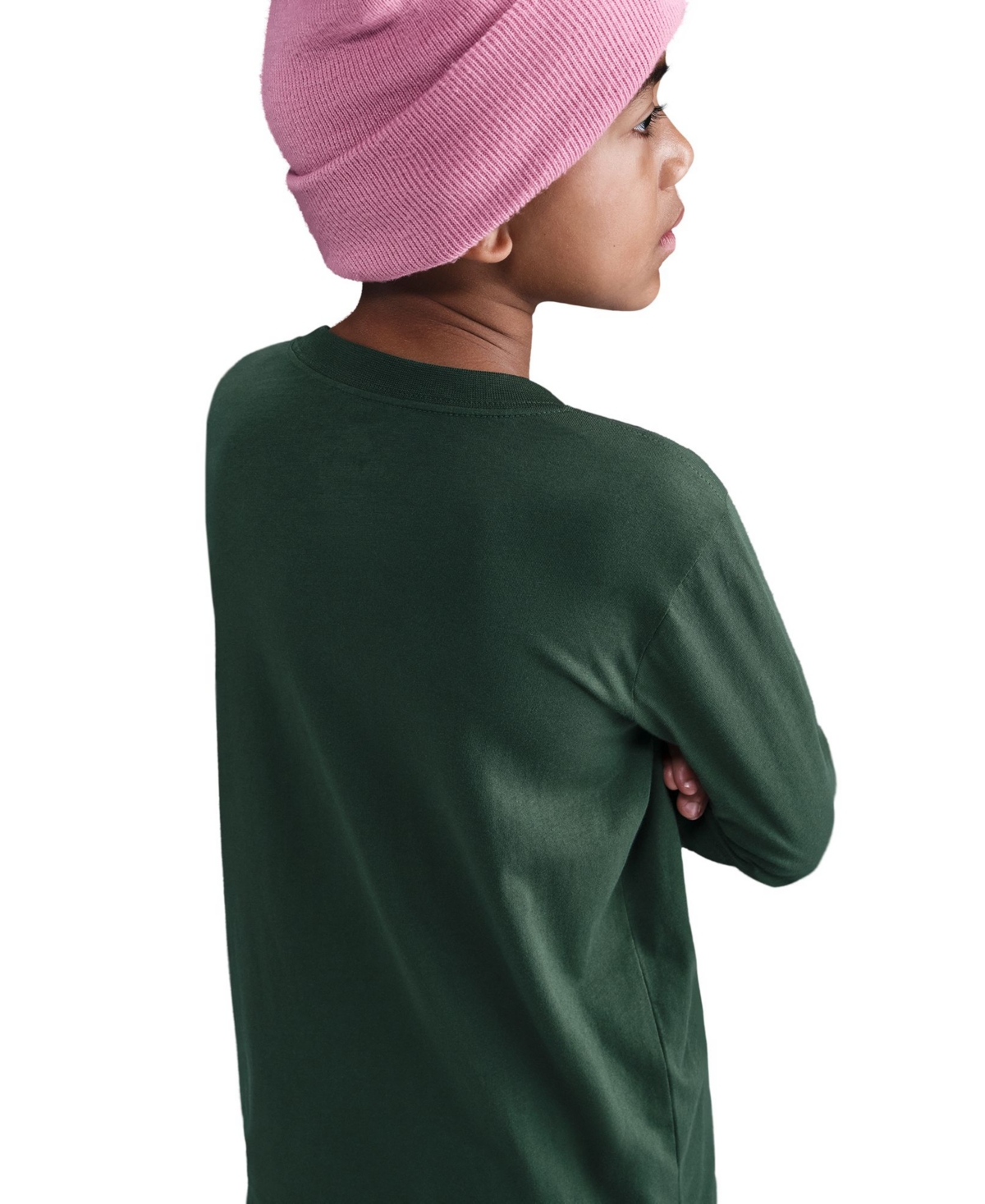 Nike Big Kids Sportswear Logo Embroidered Long-sleeve T-shirt In Green