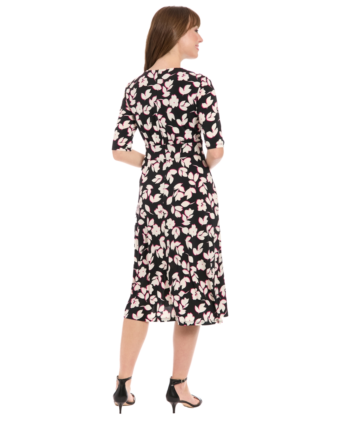 London Times Women's Inset Waist Midi Dress