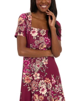 Women's Short-Sleeve Fit and Flare Dress
