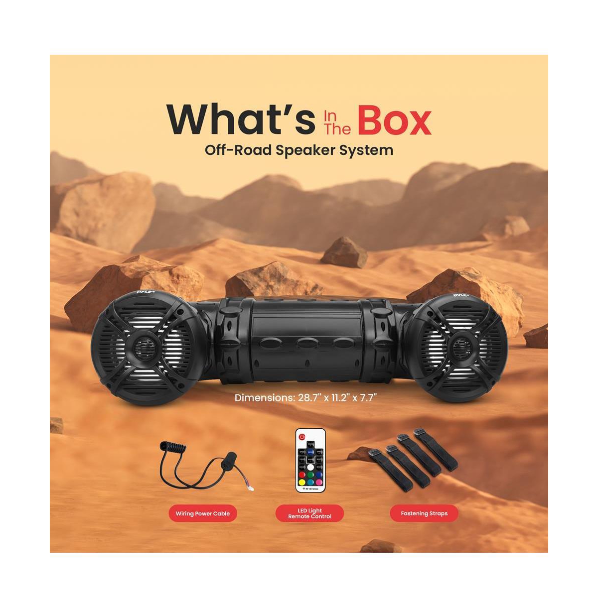 Waterproof Marine Bluetooth Powered Speakers, 800 Watt with Multi-Color Led Lights, 6.5'' for Off-Road, Atv, Utv