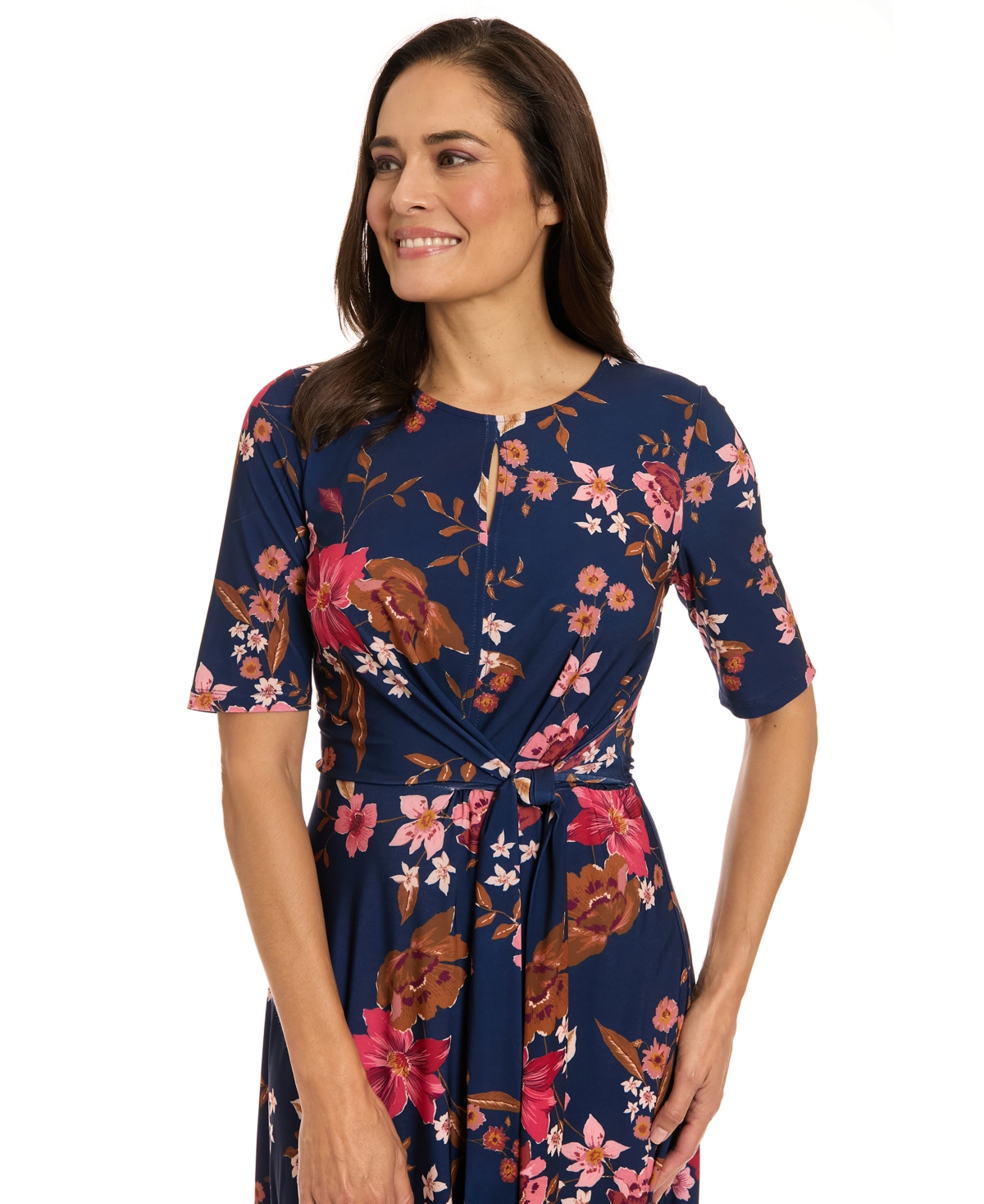London Times Women's Keyhole Midi Dress In Blue