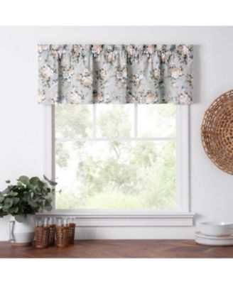 Ellis Bella Rose Stylish Medium Scale Printed Floral Pattern 1.5" Rod Pocket Tailored Valance 58"x15" Mist