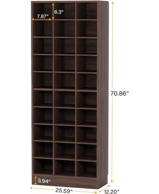 10-Tier Wooden Shoe Storage Cabinet with 30 Cubbies, Freestanding Tall Shoe Rack Organizer