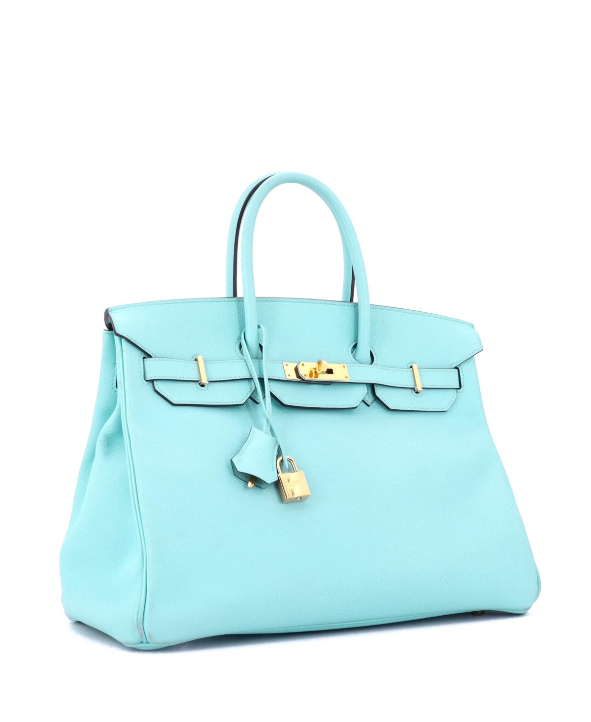 Pre-Owned Hermes Birkin 35 Handbag Blue Epsom with Gold Hardware