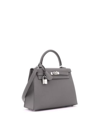 Kelly 25 Handbag Grey Epsom with Palladium Hardware