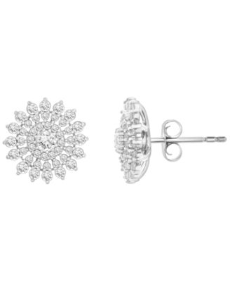 Diamond Flower Cluster Stud Earrings (1 ct. t.w) in 14k Yellow Gold or 14k White gold