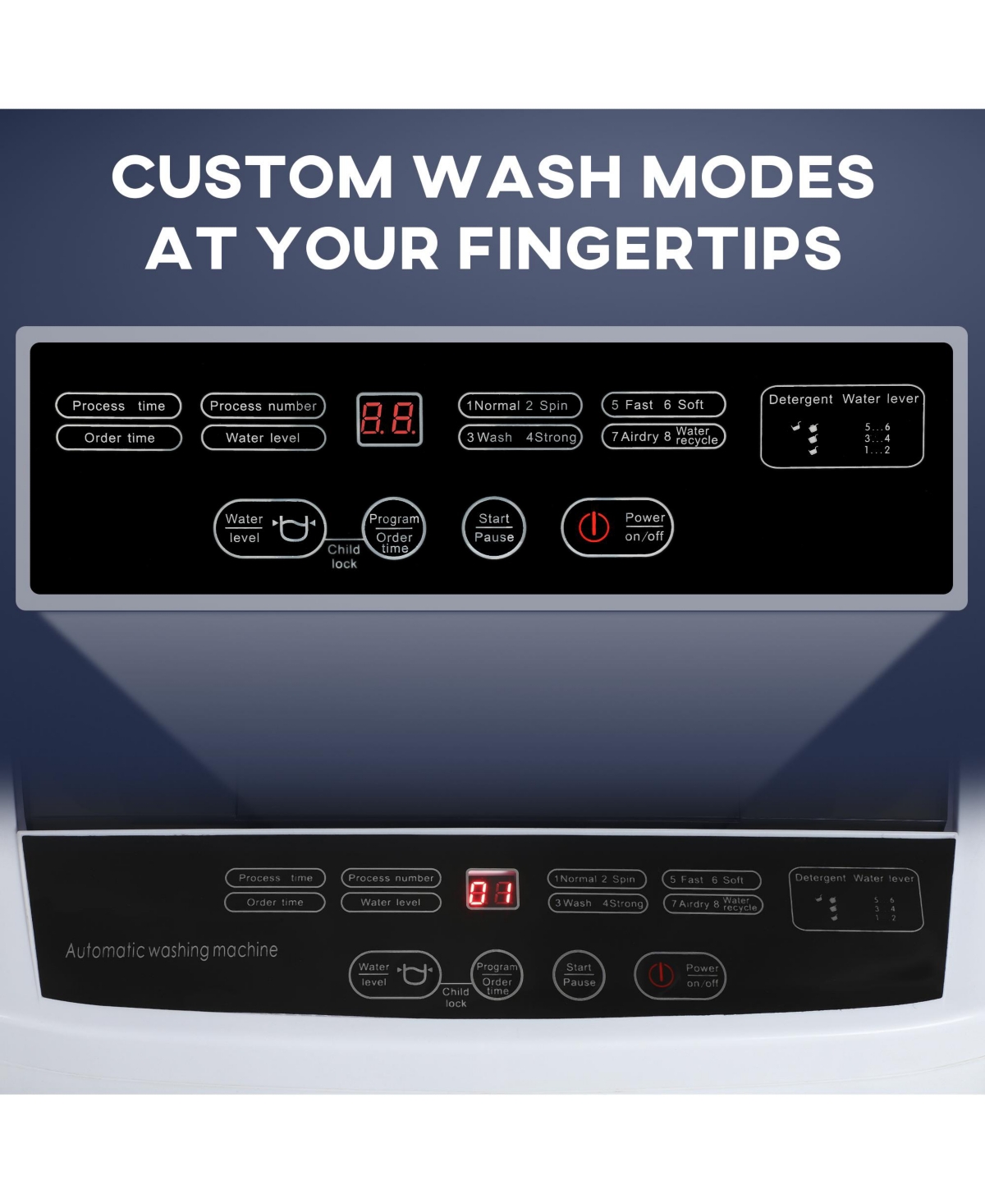 Homcom Portable Washing Machine with 1.3 Cu. Ft. Capacity, Compact Washer