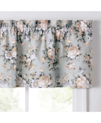 Ellis Bella Rose Stylish Medium Scale Printed Floral Pattern 1.5" Rod Pocket Tailored Valance 58"x15" Mist