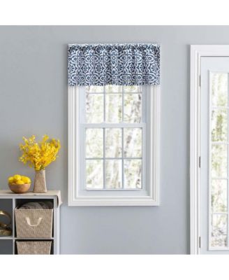 Ellis Athens Printed Tile Design on a Ground 3" Rod Pocket Premium Tailored Valance 50"x16" Navy
