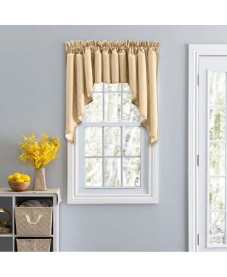 Ellis Stacey Solid Color Window 3" Rod Pocket High Quality Fabric Lined Swag Set 126"x36" Almond