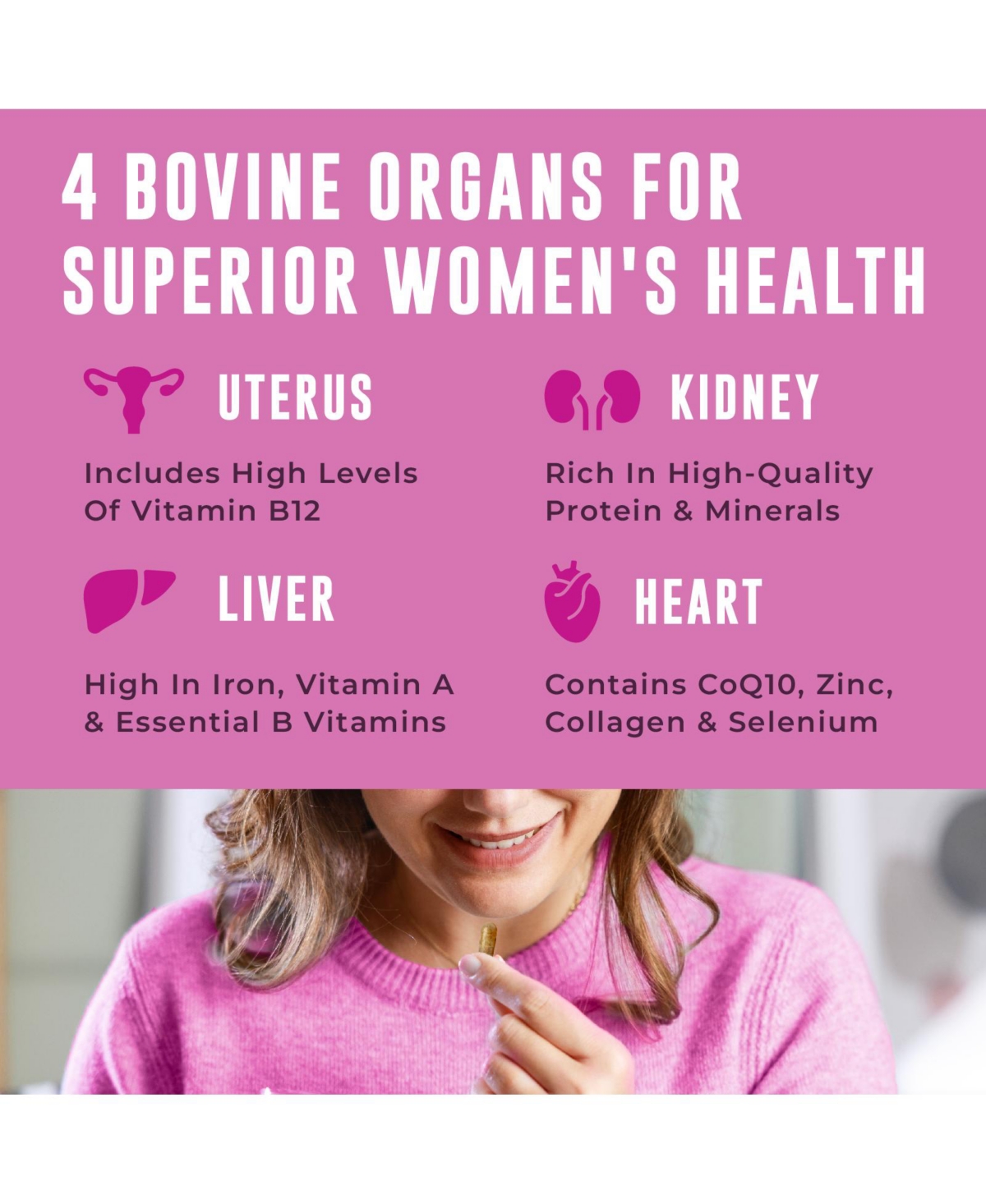 Beef Organs For Women, 120ct