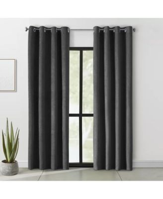 Navar Blackout Suede Textured Window Treatment Grommet Curtain Panel for Bedroom Livingroom 54" x Black