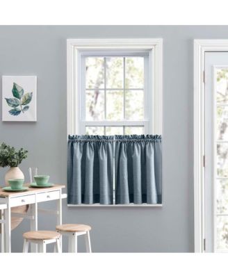 Ellis Lisa Solid Color Premium Poly Cotton Duck Fabric Tailored Tiers 56"x24" Dusty Blue