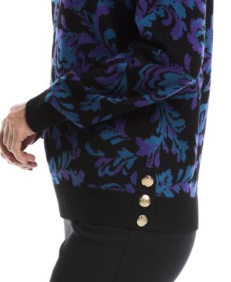 Petite Scrolls Print Crew Neck Novelty Long Sleeve Sweater